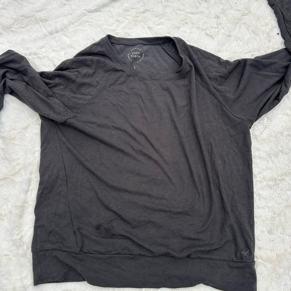 Cozy Earth Bamboo Women’s Pullover Sweatshirt Large Size Dark Gray